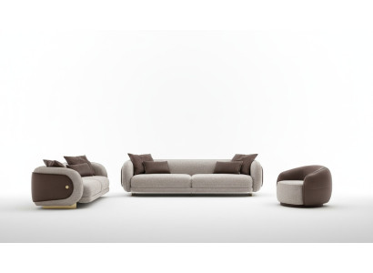 Luxe bankstel Bank bruin stel Banken 4 3 1 zits 3-delige set Bekleding