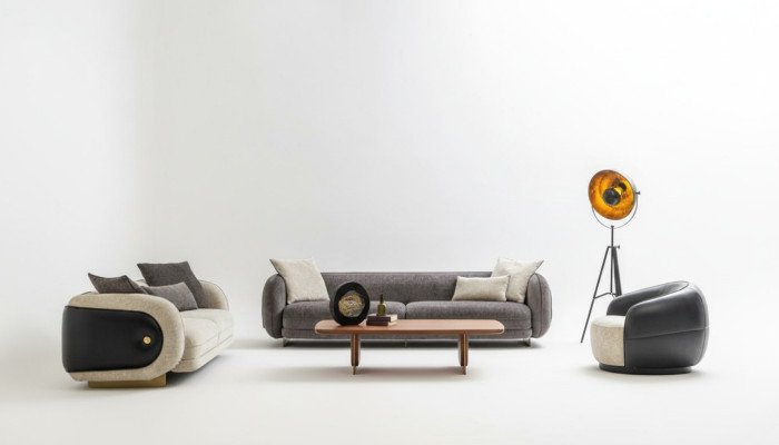 Luxe bankstel Bank Grijs Set banken 4 3 1 zitsbank 3-delig set Bekleding