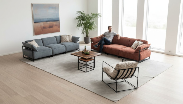 Luxe bankstel 2x vierzits designer fauteuil woonkamerbanken.