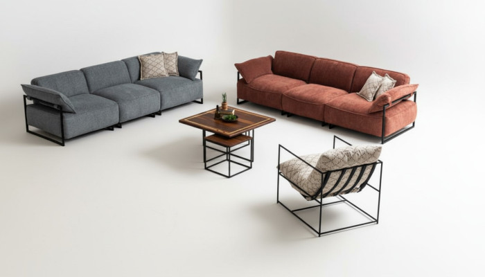 Luxe bankstel 2x vierzits designer fauteuil woonkamerbanken.