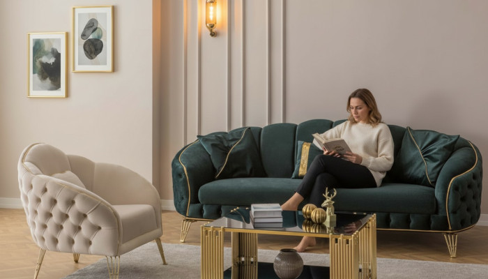 Modern woonkamer set bankstel 3-zits fauteuil stof fauteuil woonkamer nieuw