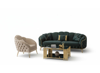Modern woonkamer set bankstel 3-zits fauteuil stof fauteuil woonkamer nieuw