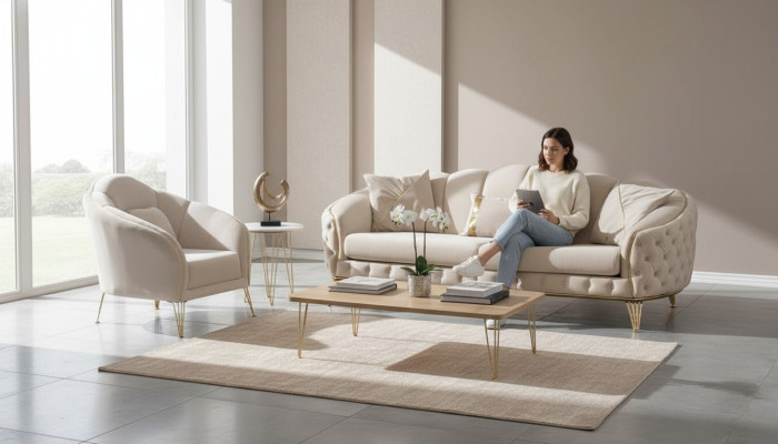 Woonkamer Complete set 3-delig Modern Driezitsbank Bank Luxe 2x Fauteuil