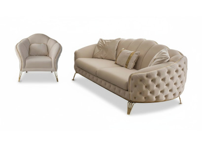 Woonkamer Complete set 3-delig Modern Driezitsbank Bank Luxe 2x Fauteuil