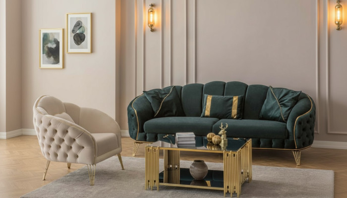 Stijlvolle woonkamer compleet 3-delig driezitsbank luxe 2x fauteuil