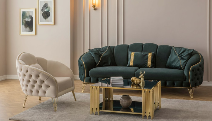 Compleet woonkamer 3-delig stijlvol driezitsbank bank luxe 2x fauteuil
