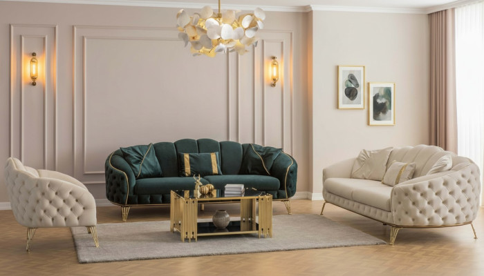Compleet woonkamer 4-delig stijlvol x2 3-zitsbank Modern 2x fauteuil
