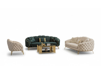 Compleet woonkamer 4-delig stijlvol x2 3-zitsbank Modern 2x fauteuil
