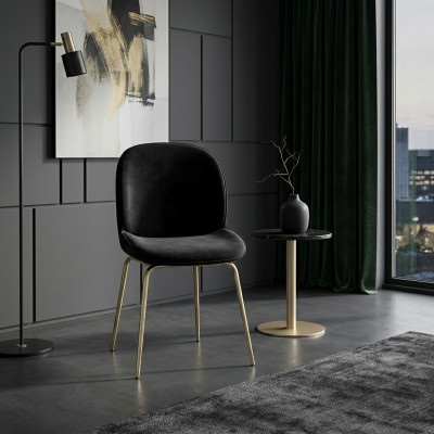 Zwarte gestoffeerde fauteuil Ontwerper eetkamerstoel Moderne keukenstoelen