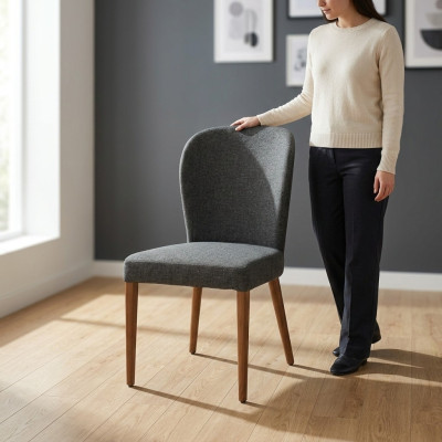 Grijze moderne houten stoel gestoffeerde fauteuils designer fauteuil met één zitplaats