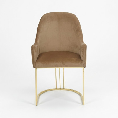 Gouden roestvrijstalen moderne gestoffeerde eenzitter ontwerper 1x fauteuil.