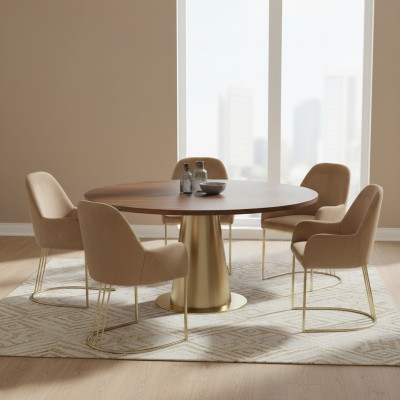 Groep Set 6x Stoel Stoel Ontwerp Stof Beklede Stoelen Eetkamer Textiel