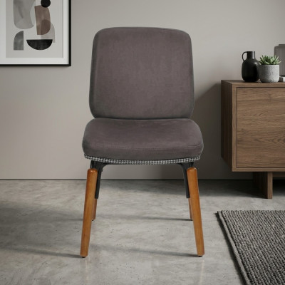 Grijze eetkamerstoel Moderne houten stoel Designer gestoffeerde zitting Meubels