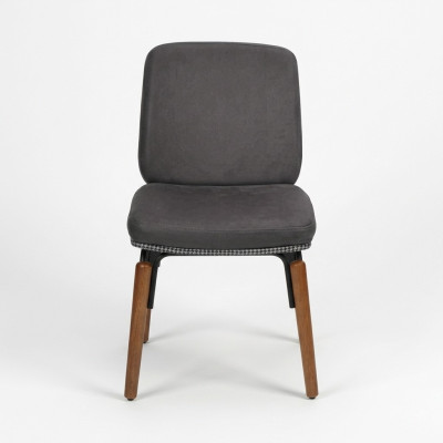 Grijze eetkamerstoel Moderne houten stoel Designer gestoffeerde zitting Meubels