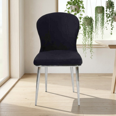 Zwarte roestvrijstalen stoel ontwerper keukenmeubilair luxe beklede armstoelen
