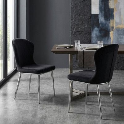 Meubels Zwart Stoelen Eetkamerstoel Stoel Ontwerp Bekleding Luxe Inrichting Nieuw