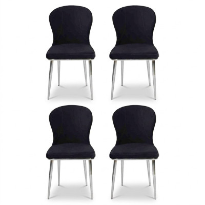 Groep Set 4x Stoel Stoel Ontwerp Stof Beklede Stoelen Eetkamer Textiel