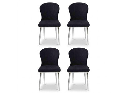 Groep Set 4x Stoel Stoel Ontwerp Stof Beklede Stoelen Eetkamer Textiel