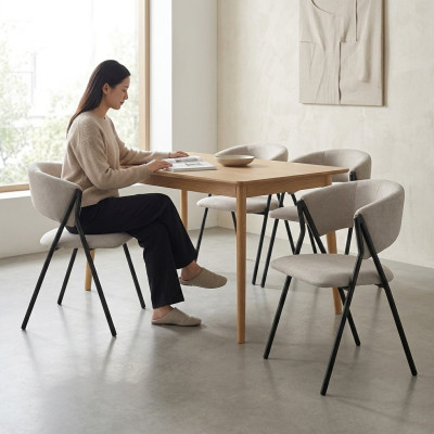 Eetkamer Textiel Groep Set 4x Stoelen Stoel Ontwerp Stof Bekleding Stoelen