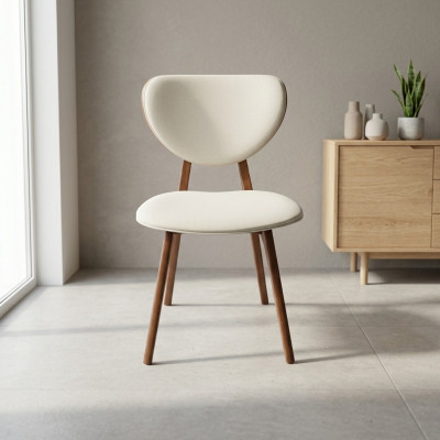 Witte eetkamerstoel ontworpen houten stoel luxe fauteuil met armleuningen