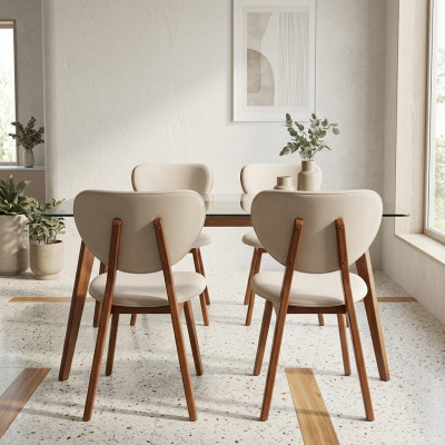 Moderne eetkamerstoel Wit 4x Stoelen Houten stoel Eenpersoonsstoelen nieuw