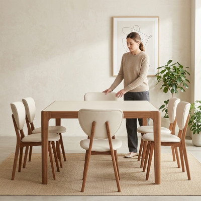 Moderne witte 6x stoelen houten stoel eetkamerstoelen zonder armleuningen nieuw
