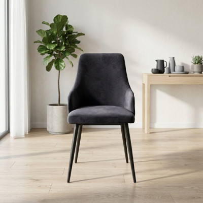 Zwarte ontwerper 2x stoelen Luxe eetkamer Fauteuil Moderne inrichting