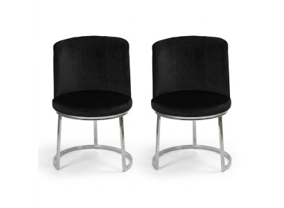 Zwarte design 2 stoelen met roestvrij stalen poten Moderne eetkamerstoelen.