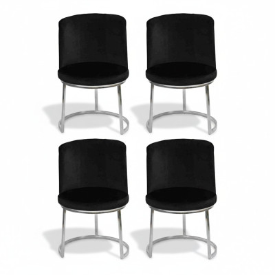 Zwarte designerstoelen 4x met roestvrijstalen poten Moderne eetkamerstoelen