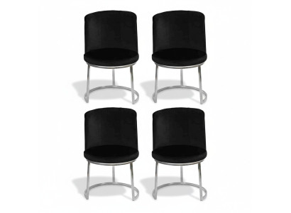 Zwarte designerstoelen 4x met roestvrijstalen poten Moderne eetkamerstoelen