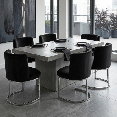 Moderne zwarte designer 6x stoelen met roestvrijstalen poten eetkamerstoelen