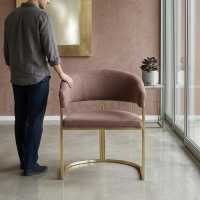 Modern eetkamerstoel ontwerper luxe roestvrijstalen elementen textiel nieuw