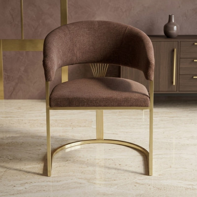 Modern eetkamerstoel ontwerper luxe roestvrijstalen elementen textiel nieuw