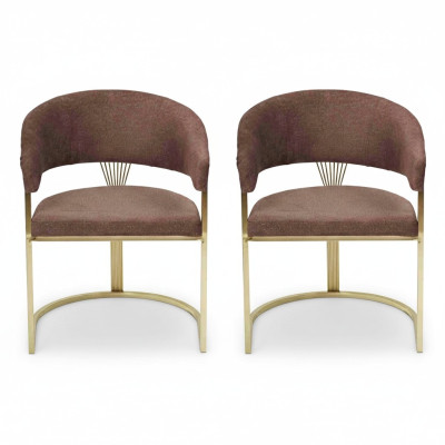 Moderne eetkamer 2x stoelen designer luxe roestvrijstalen elementen textiel nieuw