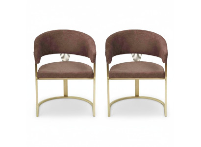 Moderne eetkamer 2x stoelen designer luxe roestvrijstalen elementen textiel nieuw