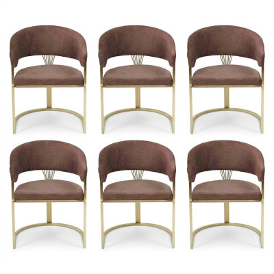 Garnituur Bruin Stoel Compleet Design Modern Set Nieuw 6x Stoelen Stoel Bekleding