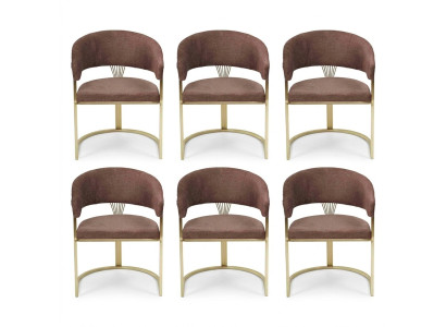 Garnituur Bruin Stoel Compleet Design Modern Set Nieuw 6x Stoelen Stoel Bekleding