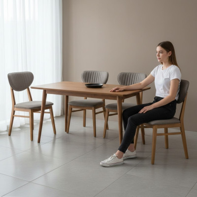 Bruine houten stoel Ontwerper gestoffeerde stoelen Luxe eetkamer zitmeubels