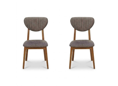Moderne Grijze Gestoffeerde Stoel 2x Stoelen Lounge Hout Stof Houten Fauteuil Nieuw