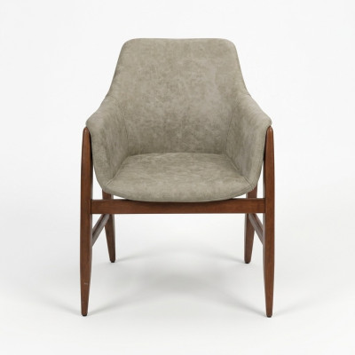 Eetkamerstoel Stoel Keukenstoel Fauteuil Hout Stof Modern Grijs Stoel