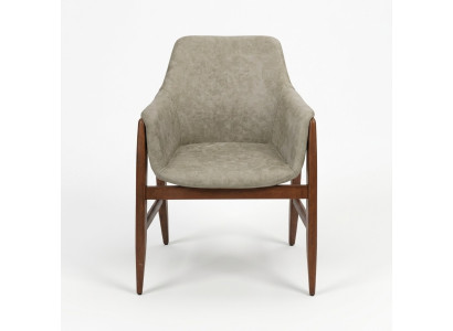 Eetkamerstoel Stoel Keukenstoel Fauteuil Hout Stof Modern Grijs Stoel