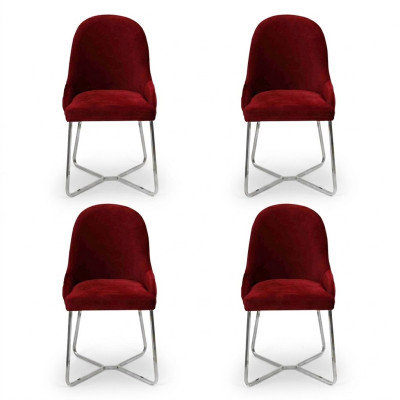 Moderne stoelen Luxe eetkamer inrichting Rood 4x stoelen Meubels Eetkamerstoel
