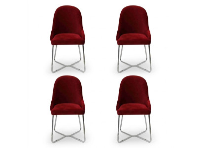Moderne stoelen Luxe eetkamer inrichting Rood 4x stoelen Meubels Eetkamerstoel