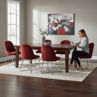 Moderne stoelen Luxe eetkamerinrichting Rood 6x stoelen Meubels Eetkamerstoel