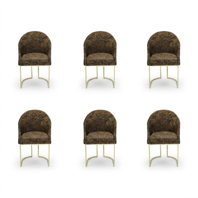 Moderne eetkamerstoelen woonkamer luxe veelkleurig 6x stoelen metaal nieuw