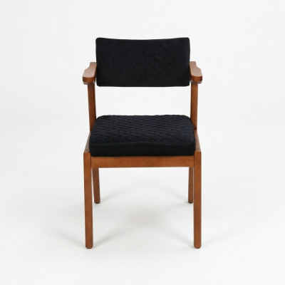 Zwart-bruine eetkamerstoelen voor één persoon met armleuningen, ontworpen, nieuw.