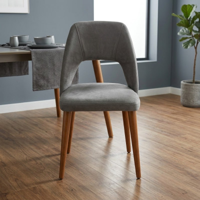Grijze-bruine designer houten eetkamerstoelen Luxueus houten frame.