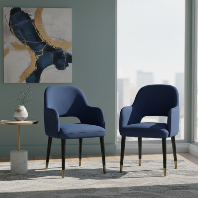 Exclusieve 2x Blauwe Moderne Stoelen Keukenmeubels Ontwerper Houten Frame Meubels
