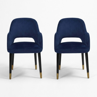 Exclusieve 2x Blauwe Moderne Stoelen Keukenmeubels Ontwerper Houten Frame Meubels