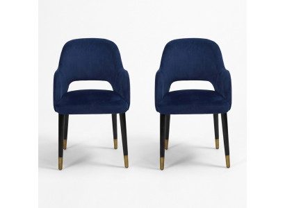 Exclusieve 2x Blauwe Moderne Stoelen Keukenmeubels Ontwerper Houten Frame Meubels